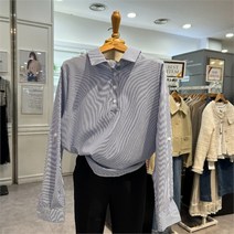 무자크 무자크 sh06 스트라이프 반오픈 롤업 셔츠 N2WBL01 (9853136)