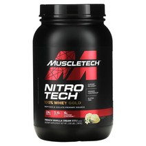 머슬테크 Nitro Tech 100% 유청 골드 프렌치 바닐라 크림 맛 907g(2lbs), 2병, 907g