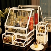 화장품 정리함 유리로 되어있는 고퀄리티 서랍식 화장품 정리대, 01오픈형화이트