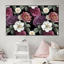 보석 비즈 십자수 장미꽃 블랙 DIY 대형 패브릭