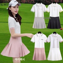 여성 골프 의류 여름 옷깃 통기성 볼 슈트 탑 반팔 티셔츠 스포츠 스커트 스커트 슈트