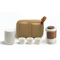 여행용다구세트 휴대용 캠핑용 다기세트 유리 선물, 여행 세트 + 티 캐디