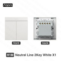 Aqara-스마트 벽 스위치 H1M 중립 화성-테크 6 색 무선 키 라이트 Zigbee 3.0 홈키트용 다중 제어 모드, 06-Neutra 2key White