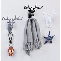 북유럽풍 사슴머리 벽행거 인테리어행거 예쁜벽걸이 헌팅트로피, (1+1할인)화이트+그레이