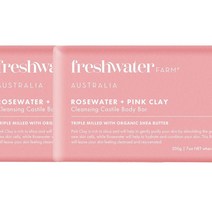 후레쉬워터팜 호주 Freshwater Farm 로즈워터 핑크 클레이 클렌징 카스틸 바디 바 비누 200g, 2팩