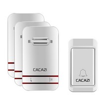 무선초인종 스마트도어벨 cacazi 자체 전원 무선 방수 배터리 없음 도어 벨 eu, 1 버튼 3 수신기, 에게