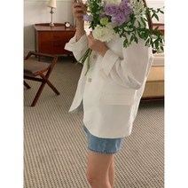 여자 여름 린넨 자켓 싱글 오버핏