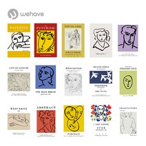 WEHAVE 세계 명화 그림엽서 세트 고흐 마티스 모네 피카소 외 인테리어엽서, 1세트, 명화엽서세트(마티스 B) + 모란디 원형스티커