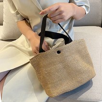 라탄 미니 토트백 코바늘 가방 라피아백 화이트 블랙