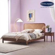 잉글랜더 메리미 헤링본 고무나무 원목 침대(Sweet Slumber 스탠다드 매트-K), 월넛+매트(LG), 침대+매트
