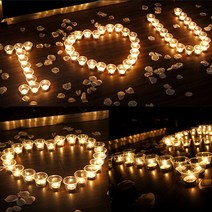 고백하는날 프로포즈 용품 세트(티라이트초+투명홀더+이벤트현수막+조화장미+조화꽃잎+점화기) 프로포즈용품세트, 01.촛불이벤트SET-A