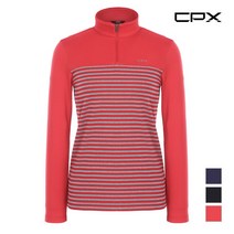 CPX CPX 여성 배색 스트라이프 하프 집업티셔츠_MGWALUF8101