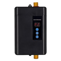 이국주온수기 미니 전기 온수기 200ml 50리터 심야 돼지꼬리 열선 히터 110220 인스턴트 수도꼭지 지능형 터치 난방 빠른 3 초 뜨거운 샤워 온도 디스플레이 4000, 검은색, 영국 플러그, 110v