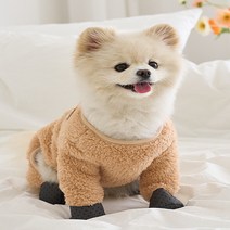 하네스슈즈웨어 애견신발 곰털 NEW 올인원 옷 강아지신발, 베이지
