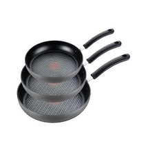 정품 T-fal Experience 붙지 않는 3피스 프라이팬 세트 8 10.25 12인치 인덕션 조리기구 냄비 및 팬 식기세척기 사용 가능 블랙, Hard Anodized Nonstick, 3-Piece