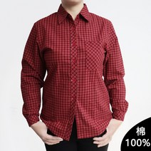 장 블라우스 면 체크 셔츠 순면 저지 긴팔 카디건 춘 大