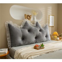 여야 러블리 공주풍 프린세스 아이방 꾸미기 레이스 등받이 허리 벨벳 쿠션 침대 벽 헤드보드 허리 더블 싱글 침실 침대 헤드레스트 긴사이즈 롱쿠션, M