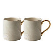 까사무띠 마블 골드 핸들 머그컵 350ml, 아이보리, 2개