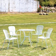 사각망의자 4p 사각 의자 정원 가구 철제 야외의자 카페 테라스 의자, 화이트4개