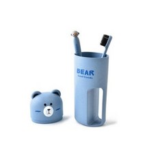 휴대용 곰돌이 양치컵 + 칫솔 2p 세트 블루 164g, 2세트