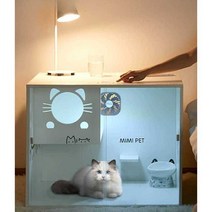 고양이 방음 케이지 반려견 방음 하우스, 화이트 75x60x90cm