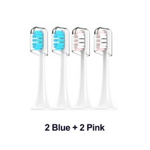 호환 Xiaomi Mijia T300/T500/T700 소닉 전동 칫솔 Dupont Bristle Brush 개별 패키지 용 2/4 Pcs 교체 용 브러시 헤드, 2Blue2Pink