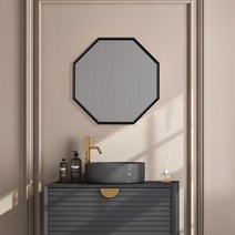 AL 프레임 정팔각 벽거울 블랙 실버 골드 욕실 화장실 파우더룸 현관 화장대 거울, 실버 프레임