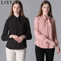 리스트 [리스트] 플로럴 패턴 타이넥 블라우스