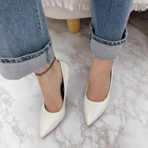 [특가]에나멜 스틸레토 8cm굽 미들힐 구두