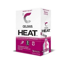 CELSIUS HEAT On-the-Go 파우더 스틱 패킷 베리 블래스트 14개 팩, Berry Blast