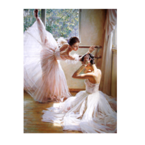 발레리나 발레교습소 그림액자 발레 그림 소녀 액자 현대 댄스 창가 거실, 화이트프레임 B