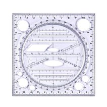 WJSHOP 템플릿 회전 가능한 diy 스테레오 기하학적 건설 아트 디자인 드로잉 눈금자 측정 눈금자 사무실 디자이너를위한, 12x12cm, 플라스틱, 검은 색