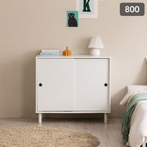 [삼익가구] E0등급 아르떼 800 미닫이 슬라이딩 수납장 높은 거실장, 화이트