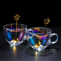 홀로그램 오로라 투명 머그잔 내열유리컵 네스프레소 캡슐 일리 카페 홀로그램 커피잔
