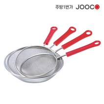 주방1번가 주코(JOOCO) 빨강 건지기 검정손잡이 스텐건지기 거름망 뜰채 채망, 고은 / 중 (150x155mm)