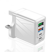 고속 충전 미국 Eu 영국 Qc3.02.4a 2usb cpd 헤드 Pd 20w 휴대폰 어댑터 멀티 포트 2usbtype-c, 03 UK white