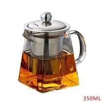 은주전자 스테인레스 스틸 인퓨저가있는 내열 유리 주전자 가열 용기 차 주전자 좋은 투명, 350ml