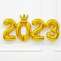 제이벌룬 hello 2023 크리스마스 신년 파티 숫자 영문 풍선 세트, 숫자풍선세트 일체형 2023 골드 가로72cm