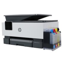 HP 오피스젯 프로 9010+틴텍무칩 (9010용)+무한잉크, 블랙+화이트, HP 9010 잉크젯 복합기 무한잉크 1400ml