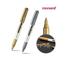 모나미 네임펜 M 굵은글씨용 낱자루 금색 은색, 네임펜 - 금색