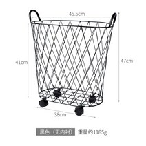 모던 심플 고급 이동가능한 바퀴달린 빨래바구니, 블랙(안감없음+바퀴 있음)