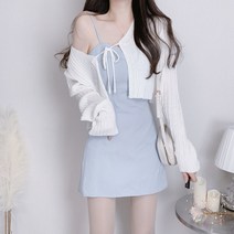 브이넥 슬림 라인 나시 뷔스티에 원피스