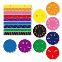 GHSHOP 102x 원형 분수 학습 분수 분수 타일 및 어린이용 원, 22.3cmx14.3cmx4cm, 여러 가지 빛깔의, EVA 종이