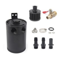 오일캐치탱크 캔 리저버 오일탱크 범용 알루미늄 포트 포트 오일 캐치 탱크(브리더 필터 엔진 포함) 미니 오일 분리기, 2포트