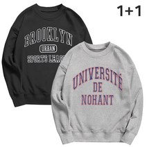 문컬렉션 특양 맨투맨 레터링 프린팅 유니크 오버핏 프린팅 긴팔 티셔츠 어반 유니버시티 남녀공용 커플 티 1+1 SET