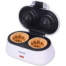 StarBlue의 Double Waffle Bowl Maker - White 몇 분 만에 그릇 모양의 벨기에 와플 만들기 아이스크림과 과일 제공에 가장 적합 선물 아이디어 110
