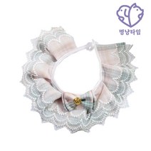 멍냥타임 체크 레이스 케이프 고양이 강아지 애견애묘 패션 케이프, 체크케이프파스텔그린M