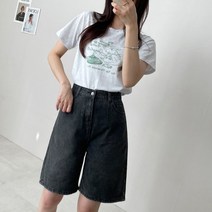 마이시즌 여성용 오즈 와이드 하프 데님 팬츠