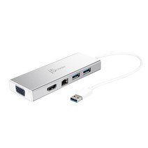 넥스트 USB3.0 미니도킹 HDMI VGA 기가랜 허브 컨버터 NEXT-JUD380, 혼합색상