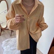 루즈핏 소매 밴딩 롱 봄 셔츠 면 남방